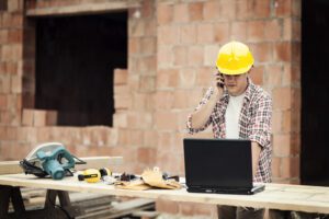 Masonry contractor working on a California construction project